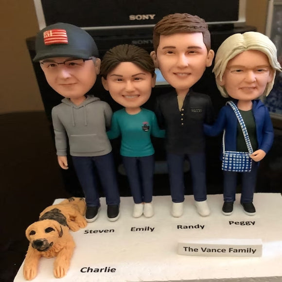 5 Person or Pet Fully Customizable Custom Bobblehead With Text - bestcustombobbleheads