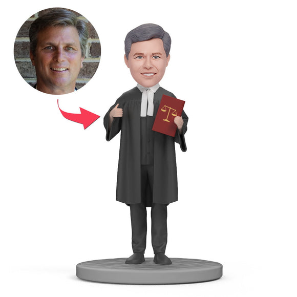 Lawyer Black Robe Fairness and Justice Custom Bobblehead Engraved with Text