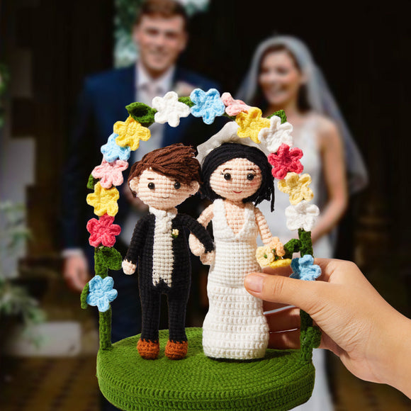 Wedding Couple Custom Crochet Doll Personalized Gifts Handmade Mini Look alike Dolls - bestcustombobbleheads