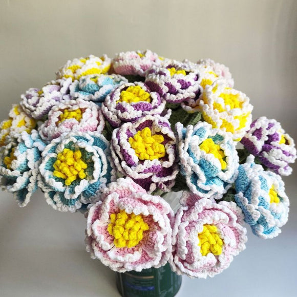 1pc Handmade Knitted Flower Peony Crochet Flower Gift for Her - bestcustombobbleheads