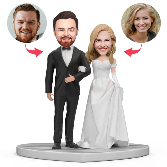 Custom Customized Wedding Bobblehead With Text Engraved