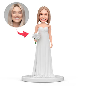 Custom Beautiful Bobblehead Wedding Bride Customized With Text Engraved