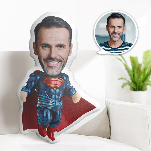 Custom Face Pillow Personalized Photo Pillow Muscle Blue Superman MiniMe Pillow Gifts for Him