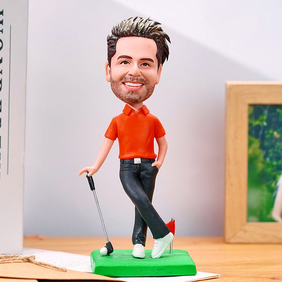 Custom Bobblehead Golf Enthusiast/Golfer With Text Christmas Gift For Him - bestcustombobbleheads