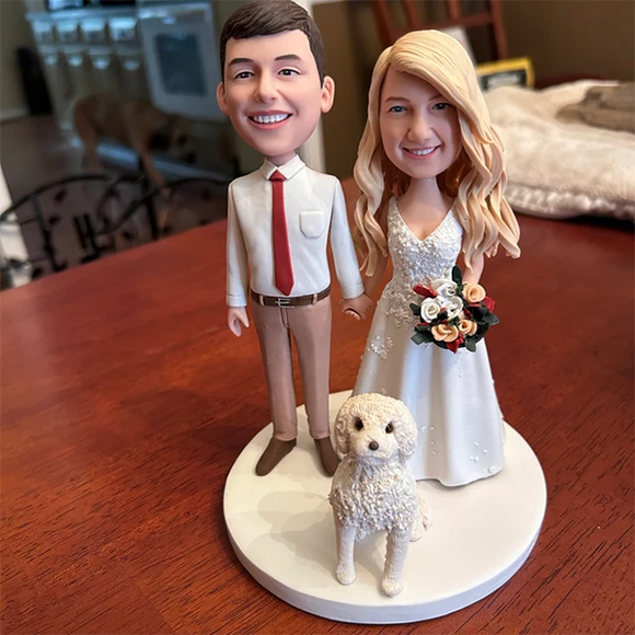 3 Person or Pet Fully Customizable  Bobblehead With Text Gift For Family/Friends - bestcustombobbleheads