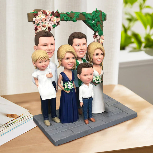 Fully Customizable 6 Person or Pet Custom Bobblehead With Text - bestcustombobbleheads