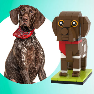 Fully Body Customizable German Shorthaired Pointer 1 Dog Photo Custom Brick Figures Small Particle Block Brick Me Figures Customized German Shorthaired Pointer Only