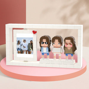 Gifts for Girlfriends Full Body Customizable 3 People Custom Brick Figures Photo Frame Small Particle Block