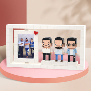 Gifts for Buddies Full Body Customizable 3 People Custom Brick Figures Photo Frame Small Particle Block