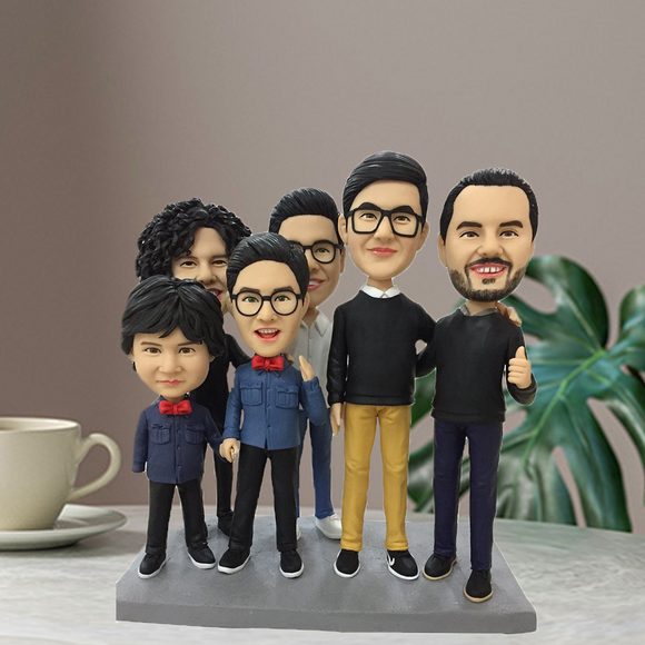 Custom Bobblehead Fully Customizable 6 Person or Pet Bobblehead Gift With Text - bestcustombobbleheads