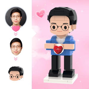 Custom Cute Head Brick Figures Personalized 1 People Brick Figures Man Show Love Brick Figures