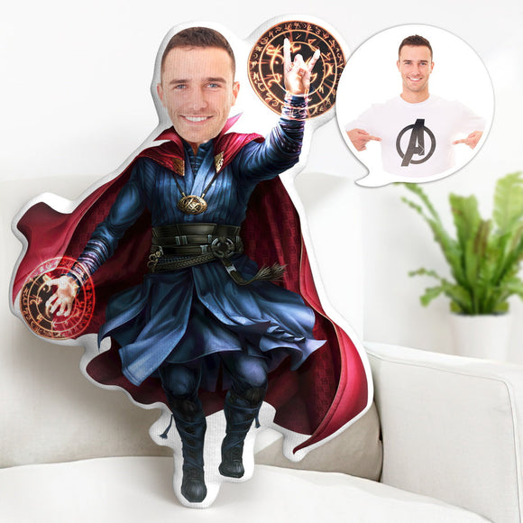 Custom Face Pillow Personalized Doctor Strange Gifts Custom MinIMe Pillow Gifts for Him