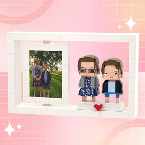 Full Body Customizable 2 People Photo Frame Best Sisters Custom Brick Figures Small Particle Block Brick Me Figures Home Decoration