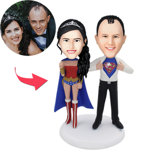 Custom Bobblehead Superheroes Couple Popular Customized With Embossed Text