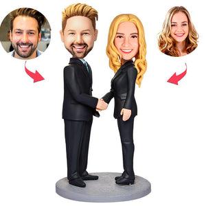 Happy Business Collaboration Custom Bobblehead With Text Engraved