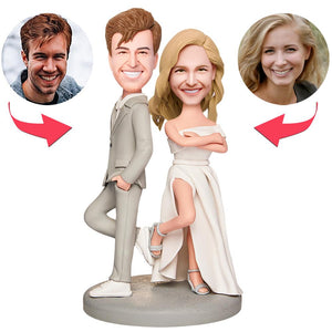 Wedding Gift Husband and Wife Partner Custom Bobblehead with Engraved Text