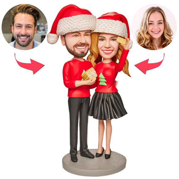Christmas Gift Couples Taking Photos Custom Bobblehead with Engraved Text - bestcustombobbleheads