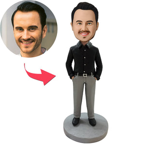 Custom Bobblehead Business Casual Male C Customized With Embossed Text