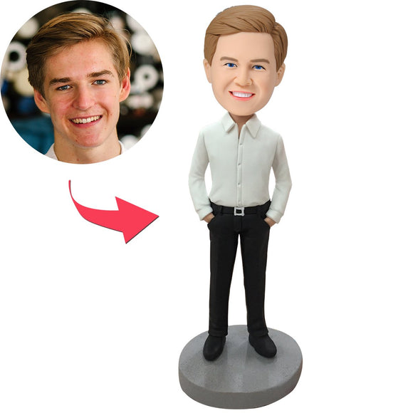 Custom Bobblehead Business Casual Male B Custom Made With Embossed Text