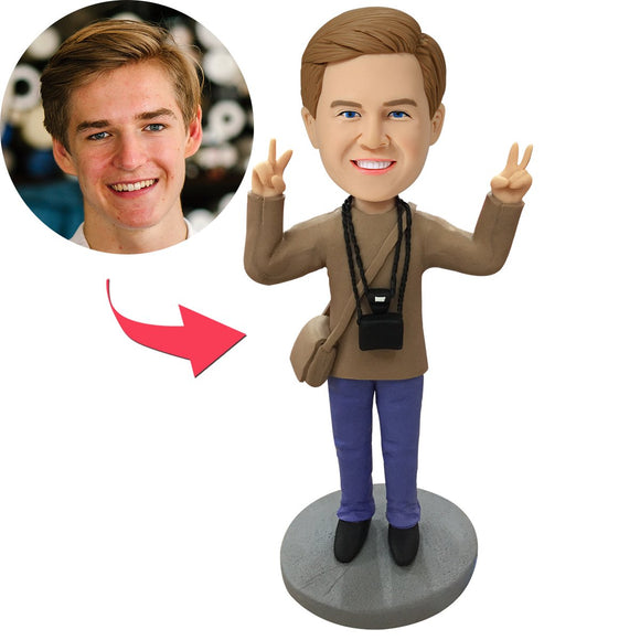 Personalized Custom Photographer Bobblehead With Embossed Text