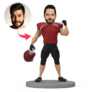 Custom Bobblehead American Football Player Holding Helmets Ready to Participate in The Game - bestcustombobbleheads