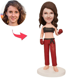 Female Boxer Custom Bobblehead With Engraved Text