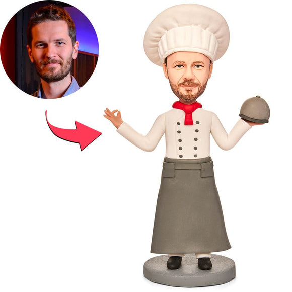 Male Chef Custom Bobblehead With Engraved Text