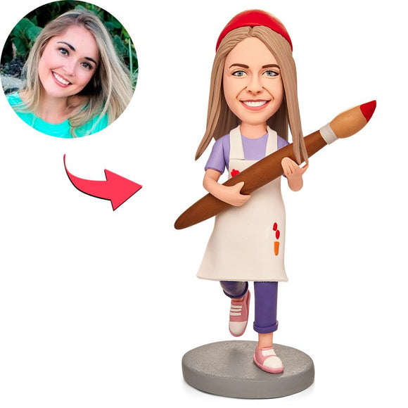 Female Painter Custom Bobblehead With Engraved Text