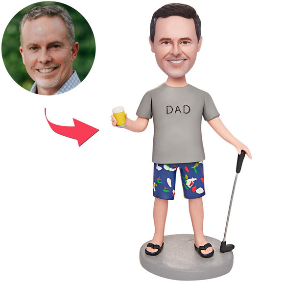 Fathers Day Gift Personalized Golf Dad Custom Bobblehead with Engraved Text