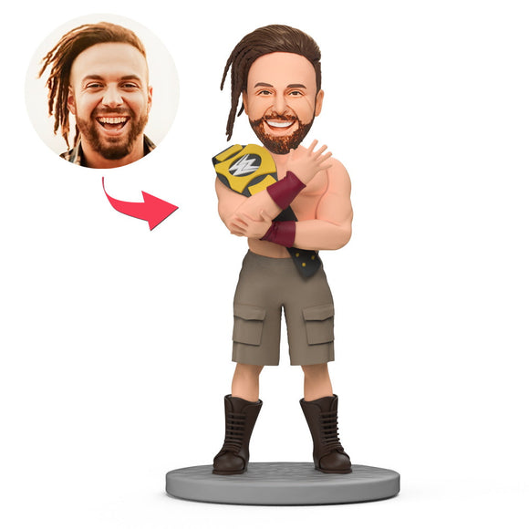 Wrestler's Championship Custom Bobblehead Engraved with Text