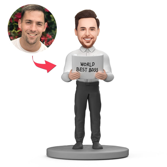 WORLD BEST BOSS Custom Bobblehead with Engraved Text