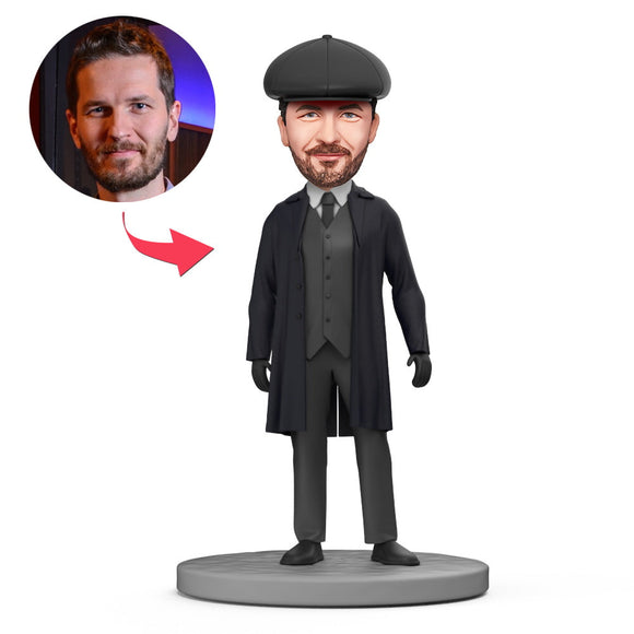 Black Trench Coat Shelby Custom Bobblehead With Engraved Text