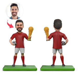 Football Lovers World Cup Chamipon Custom Bobblehead With Engraved Text