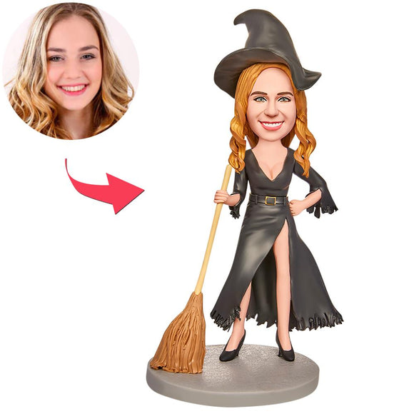 Halloween Sexy Witch Custom Bobblehead with Engraved Text - bestcustombobbleheads