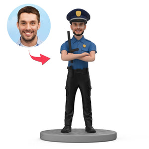 Policeman With Baton Custom Bobblehead With Text - bestcustombobbleheads
