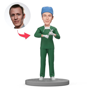 Custom Anaesthesiologist Bobbleheads Holding Syringe With Engraved Text - bestcustombobbleheads