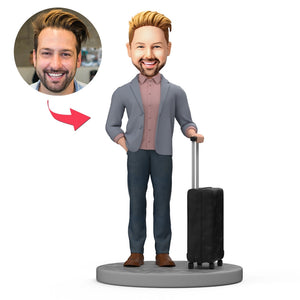 Custom Bobblehead Business Man With Suitcases Ready for Business Trip - bestcustombobbleheads