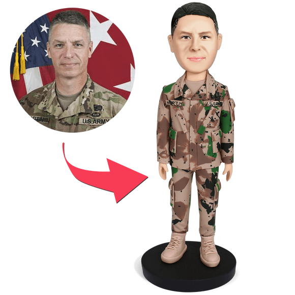 Custom Customized Male Soldier Bobblehead With Engraved Text