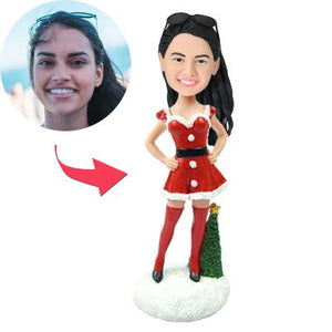 Custom Bobblehead Christmas Gift Sexy Woman Christmas With Customized Tree With Engraved Text