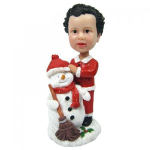 Custom Bobblehead Baby Christmas Gift With Custom Made Snowman With Engraved Text