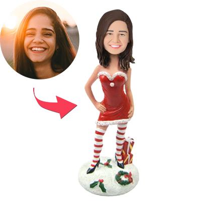 Custom Bobblehead Christmas Gift Sexy Christmas Woman With Customized Gifts With Engraved Text