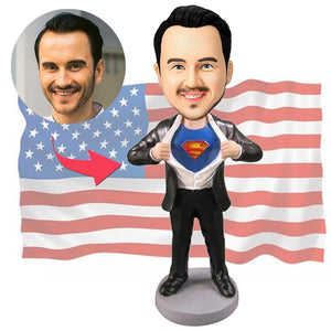 Custom Bobblehead Superman Strip - Customized Bobblehead With Embossed Text