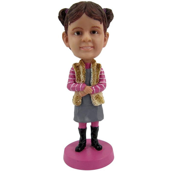 Custom Customized Cute Bobblehead Girl With Text Embossed