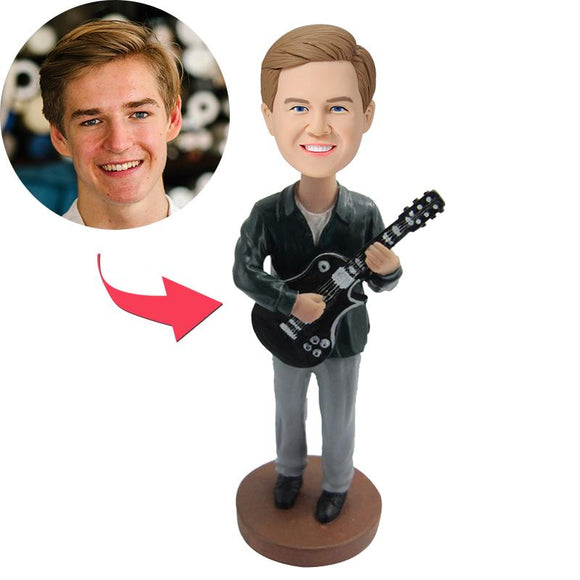 Custom Made Bobblehead Guitarist With Embossed Text