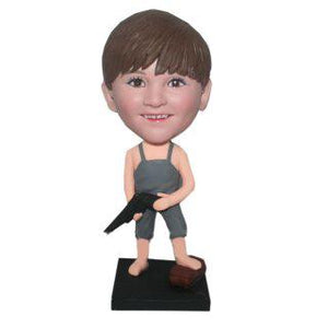 Custom Bobblehead Boy In Pjs With Custom Made Water Gun With Embossed Text