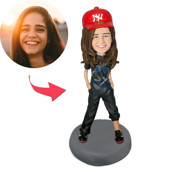 Custom Made Bobblehead Hip Hop Girl With Embossed Text