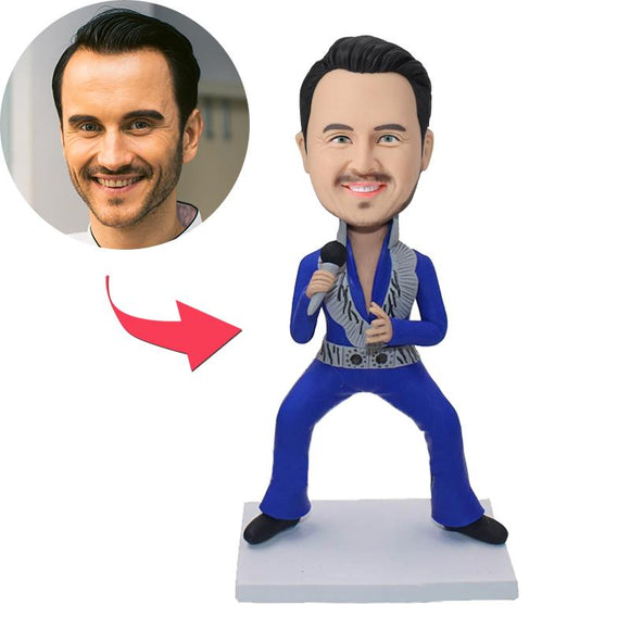 Custom Made Bobblehead Rock Singer With Embossed Text