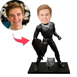 Customized Popular Black Panther Bobblehead With Embossed Text