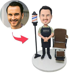 Custom Bobblehead Barber Chair With Custom Made With Text Engraved