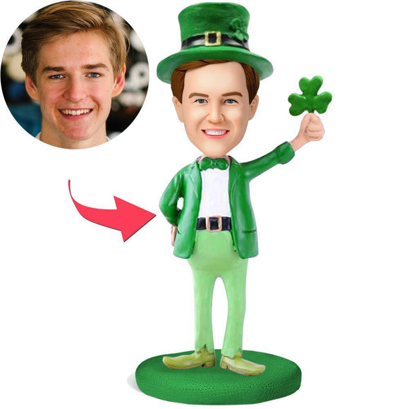 Customized St. Patrick's Day Bobblehead With Embossed Text